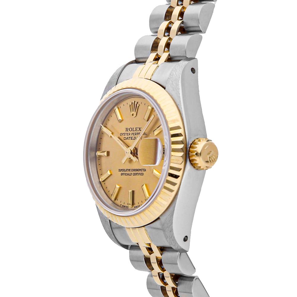 Rolex Champagne 18K Yellow Gold And Stainless Steel Datejust 69173 Women's Wristwatch 26 MM
Rolex Champagne 18K Yellow Gold And Stainless Steel Datejust 69173 Women's Wristwatch 26 MM