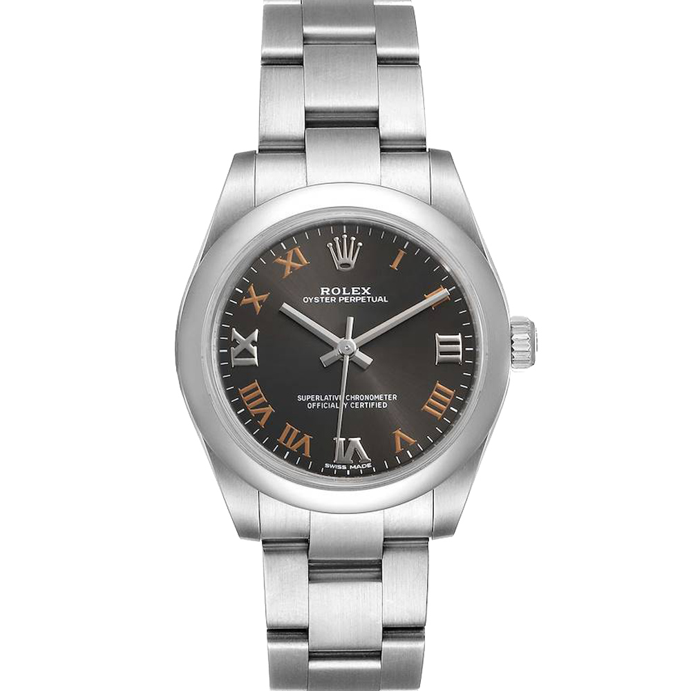 Rolex Grey Stainless Steel Oyster Perpetual 177200 Women's Wristwatch 31 MM