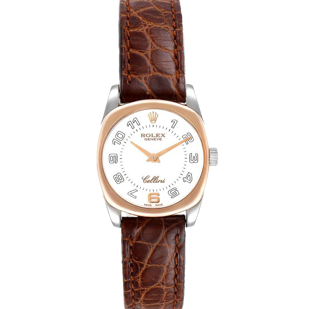 Rolex White 18K White And Rose Gold Cellini Danaos 6229 Women's Wristwatch 26.5 MM