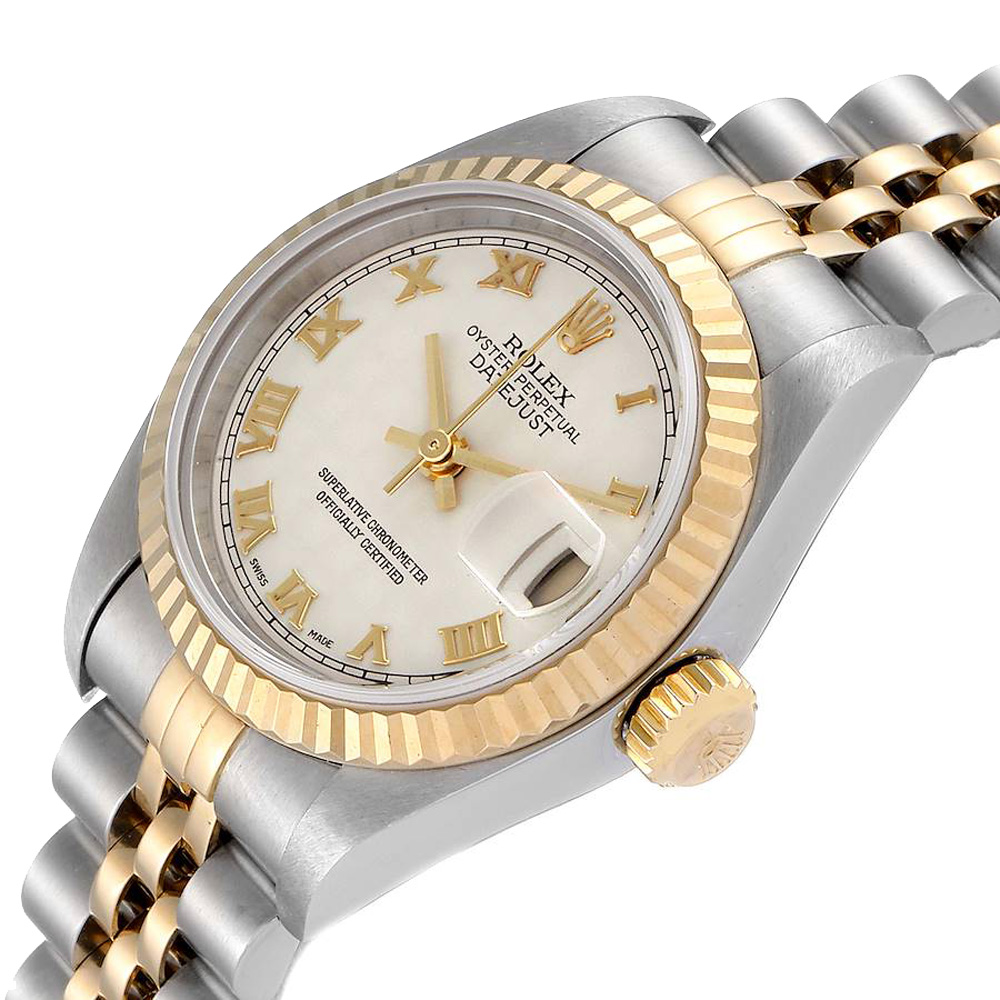 Rolex Silver 18K Yellow Gold And Stainless Steel Datejust 79173 Women's Wristwatch 26 MM
Rolex Silver 18K Yellow Gold And Stainless Steel Datejust 79173 Women's Wristwatch 26 MM