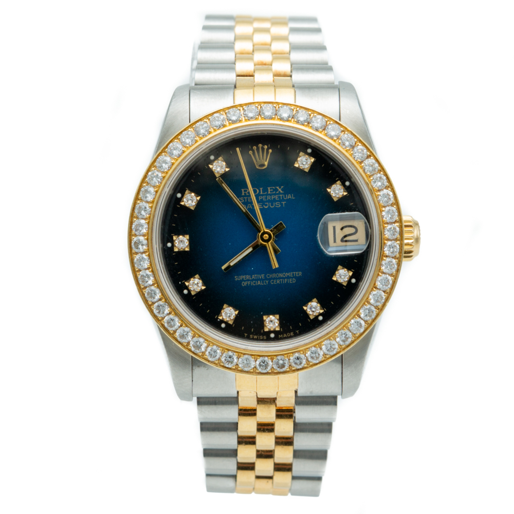 Role Blue Datejust Steel & Yellow Gold Diamonds Women's Watch 31 MM