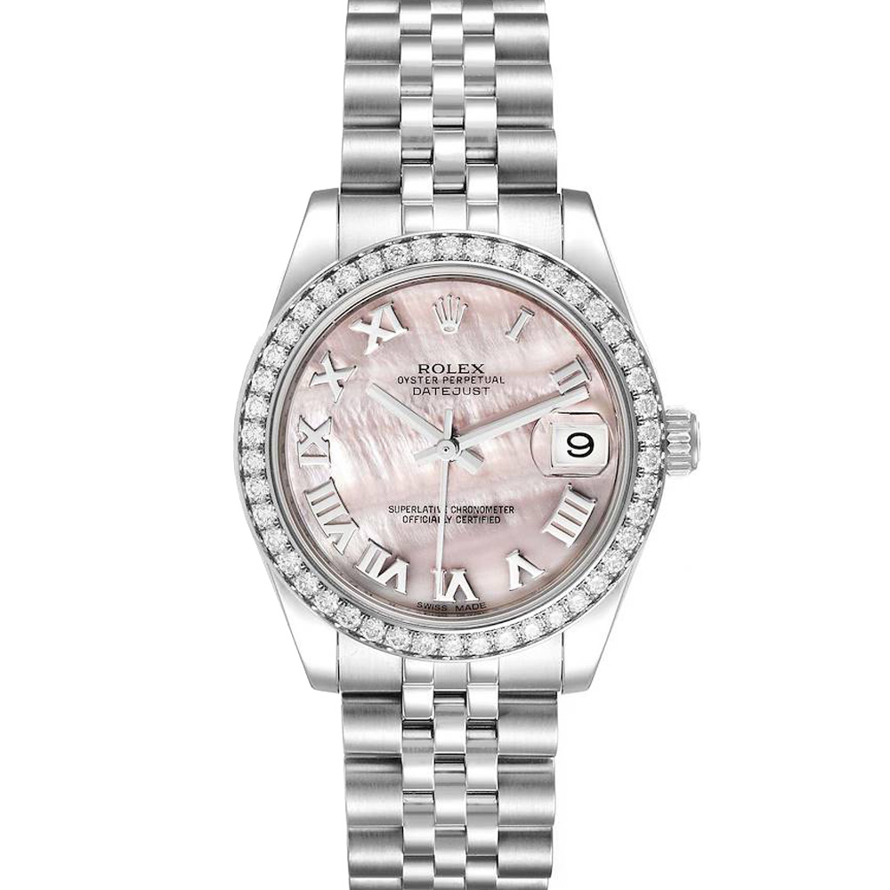 Rolex MOP Diamonds 18K White Gold And Stainless Steel Datejust 178384 Women's Wristwatch 31 MM