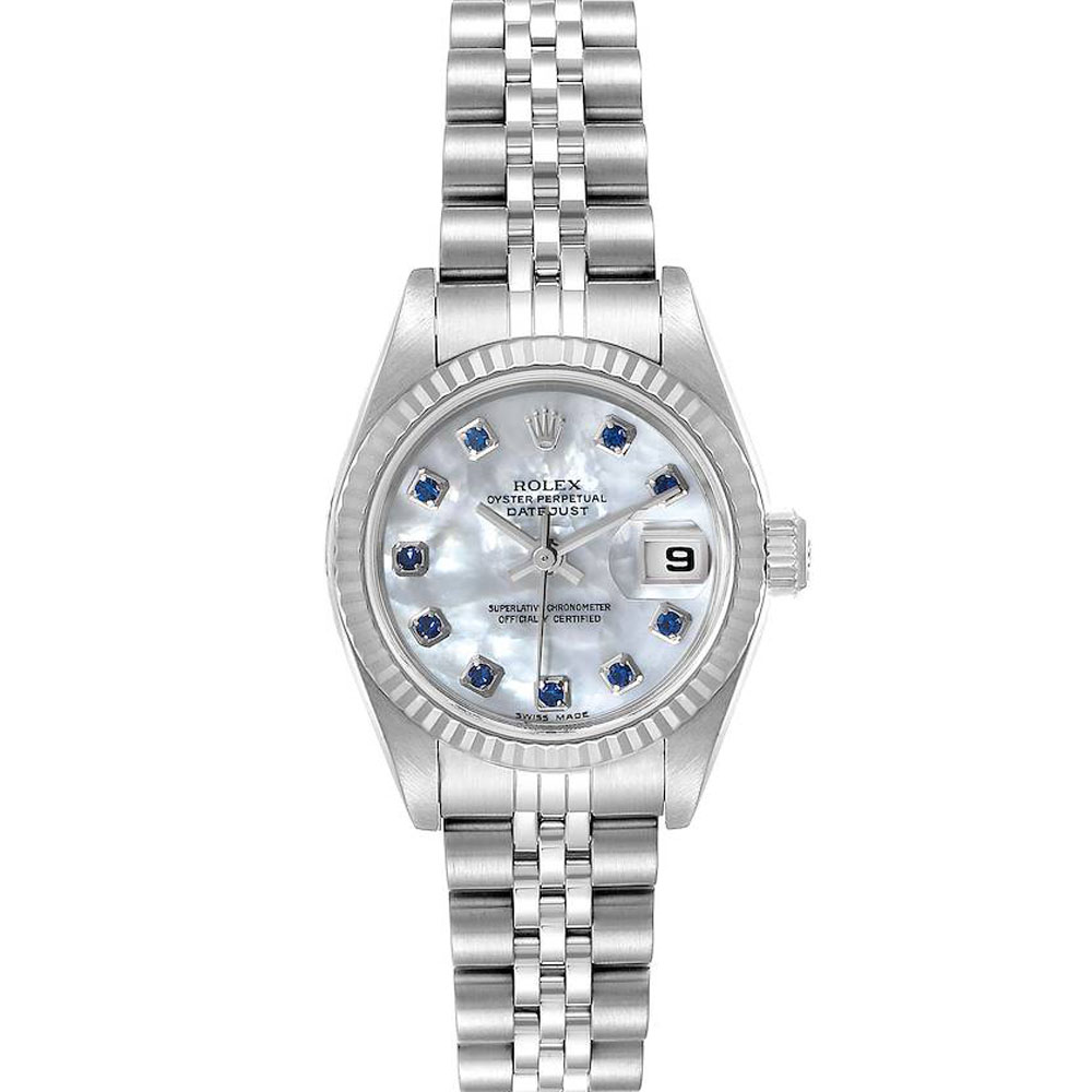 Rolex MOP Sapphire 18K White Gold And Stainless Steel Datejust 79174 Women's Wristwatch 26 MM