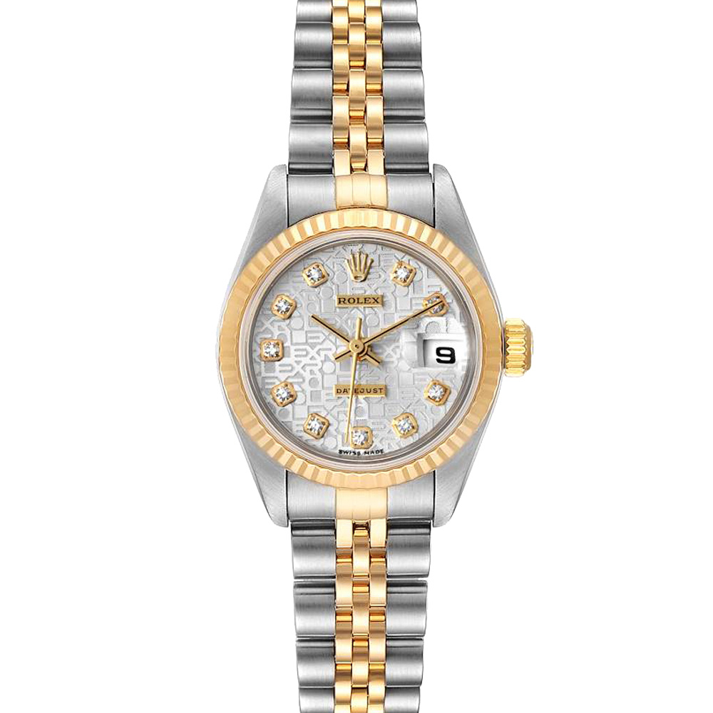 Rolex Silver Diamonds 18K Yellow Gold And Stainless Steel Datejust 79173 Women's Wristwatch 26 MM