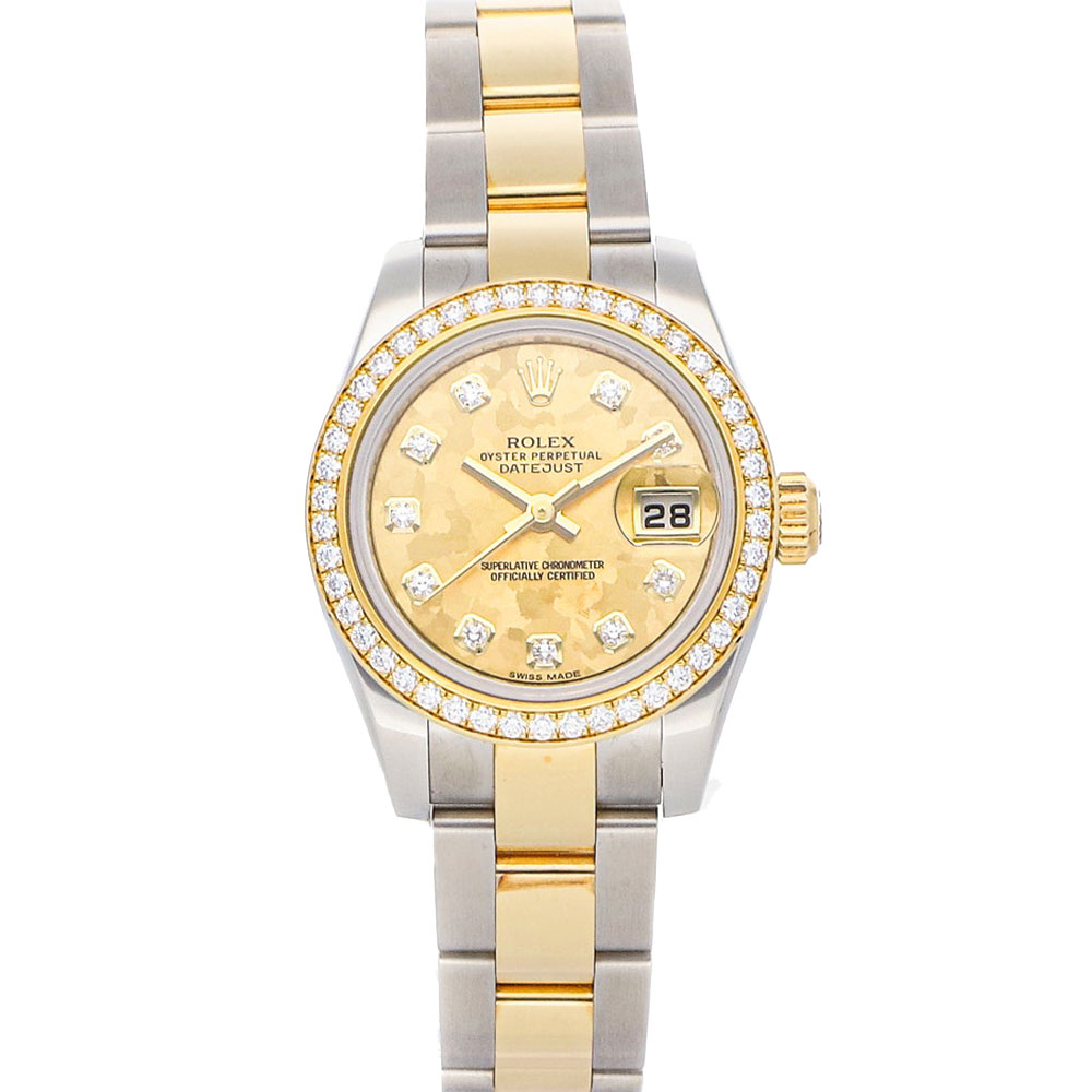 Rolex Champagne Diamonds 18k Yellow Gold And Stainless Steel Datejust 179383 Women's Wristwatch 26 MM