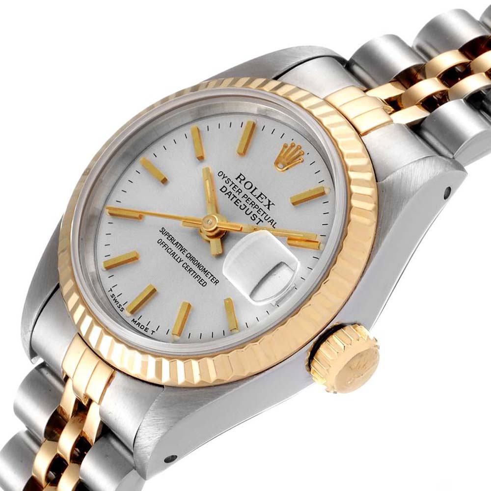 Rolex Silver 18k Yellow Gold And Stainless Steel Datejust 69173 Women's Wristwatch 26 MM
Rolex Silver 18k Yellow Gold And Stainless Steel Datejust 69173 Women's Wristwatch 26 MM