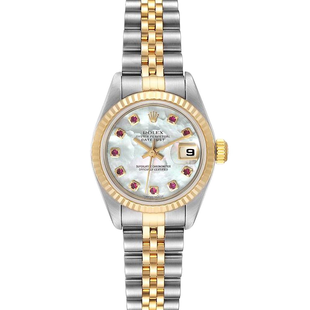 Rolex MOP Ruby 18K Yellow Gold And Stainless Steel Datejust 79173 Women's Wristwatch 26 MM