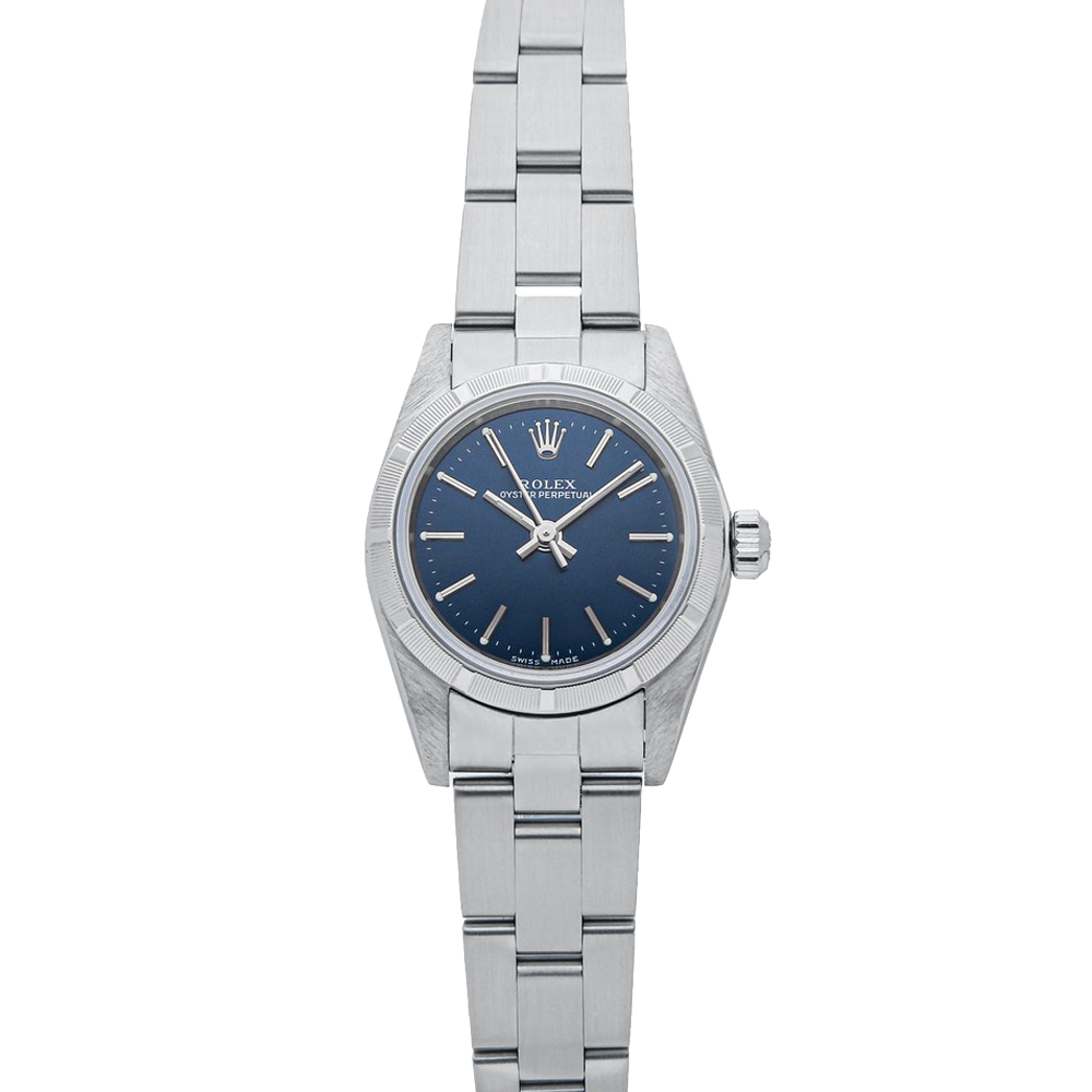 Rolex Blue Stainless Steel Oyster Perpetual 76030 Women's Wristwatch 24 MMM