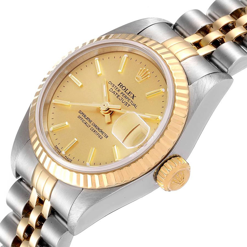 Rolex Champagne 18K Yellow Gold And Stainless Steel Datejust 79173 Women's Wristwatch 26 MM
Rolex Champagne 18K Yellow Gold And Stainless Steel Datejust 79173 Women's Wristwatch 26 MM