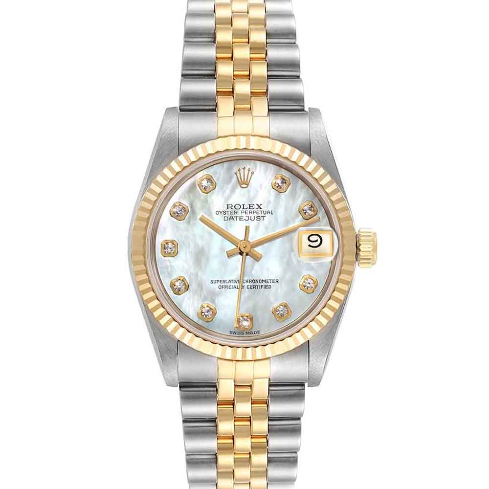 Rolex MOP Diamonds 18K Yellow Gold And Stainless Steel Datejust 68273 Women's Wristwatch 31 MM