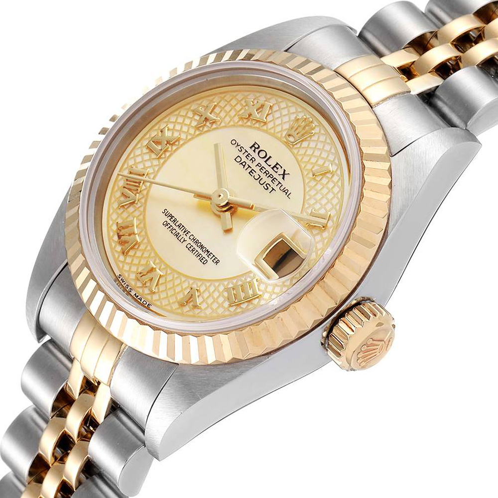 Rolex MOP 18K Yellow Gold And Stainless Steel Datejust 79173 Women's Wristwatch 26 MM, White
Rolex MOP 18K Yellow Gold And Stainless Steel Datejust 79173 Women's Wristwatch 26 MM, White