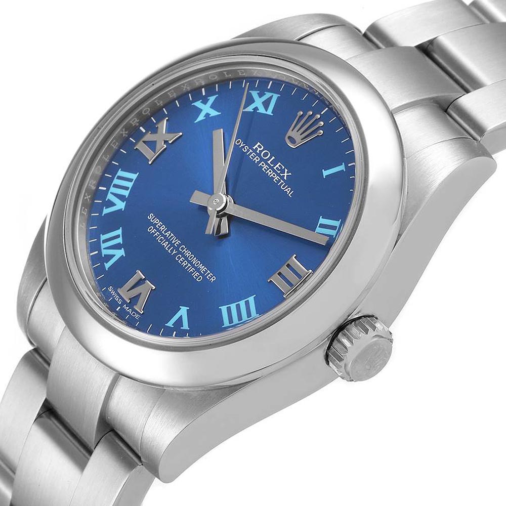 Rolex Blue Stainless Steel Oyster Perpetual 177200 Women's Wristwatch 31 MM
Rolex Blue Stainless Steel Oyster Perpetual 177200 Women's Wristwatch 31 MM