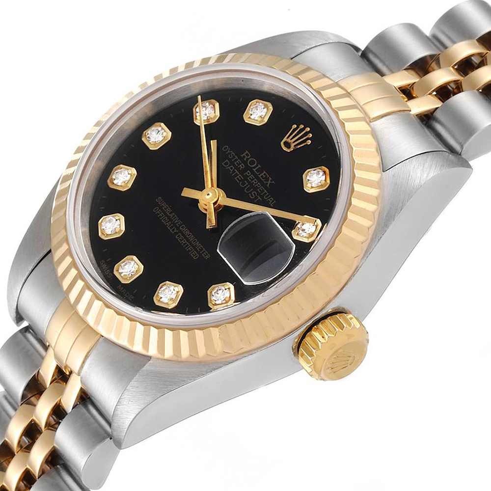 Rolex Black Diamonds 18k Yellow Gold And Stainless Steel Datejust 79173 Women's Wristwatch 26 MM
Rolex Black Diamonds 18k Yellow Gold And Stainless Steel Datejust 79173 Women's Wristwatch 26 MM