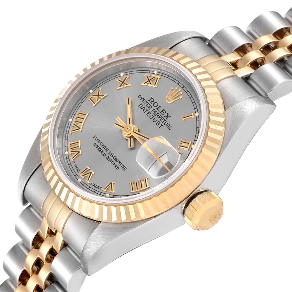 Rolex Grey 18K Yellow Gold And Stainless Steel Datejust 69173 Women's Wristwatch 26 MM
Rolex Grey 18K Yellow Gold And Stainless Steel Datejust 69173 Women's Wristwatch 26 MM