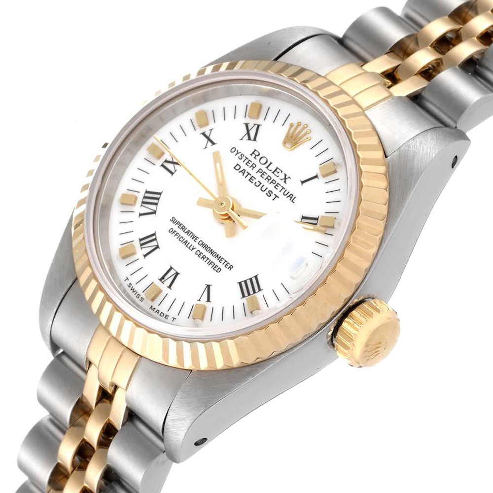 Rolex White 18k Yellow Gold And Stainless Steel Datejust 69173 Women's Wristwatch 26 MM
Rolex White 18k Yellow Gold And Stainless Steel Datejust 69173 Women's Wristwatch 26 MM