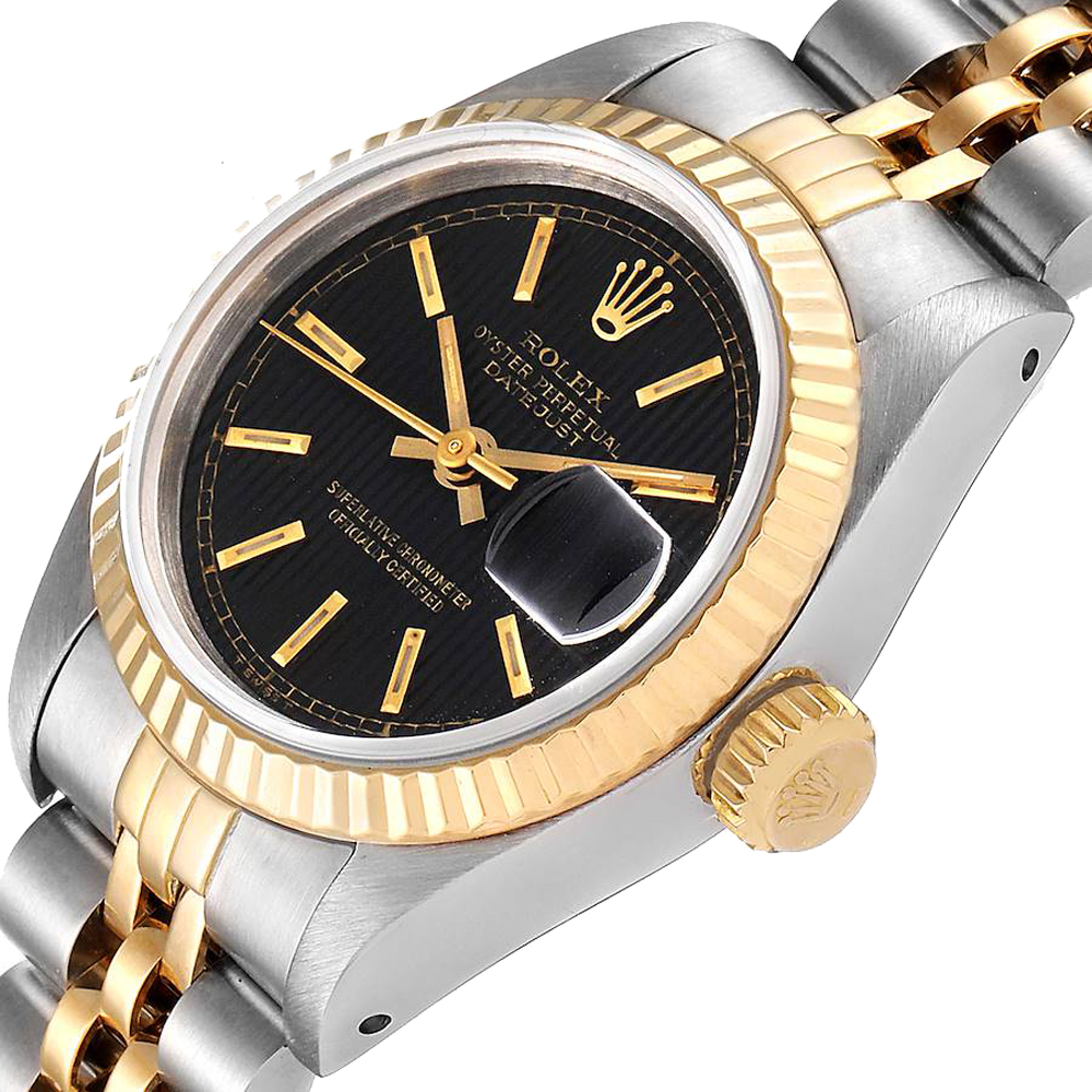 Rolex Black 18K Yellow Gold And Stainless Steel Datejust 69173 Women's Wristwatch 26 MM
Rolex Black 18K Yellow Gold And Stainless Steel Datejust 69173 Women's Wristwatch 26 MM