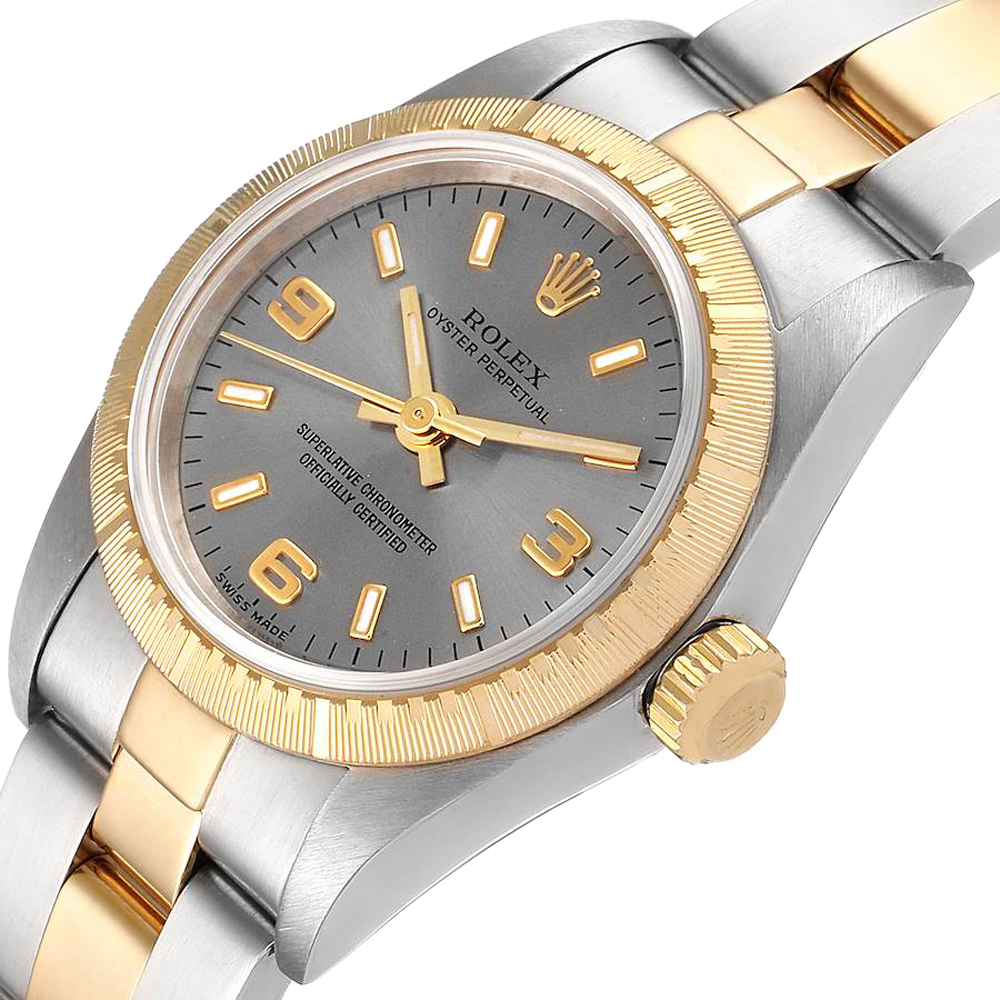 Rolex Grey 18K Yellow Gold And Stainless Steel Oyster Perpetual 76243 Women's Wristwatch 24 MM
Rolex Grey 18K Yellow Gold And Stainless Steel Oyster Perpetual 76243 Women's Wristwatch 24 MM