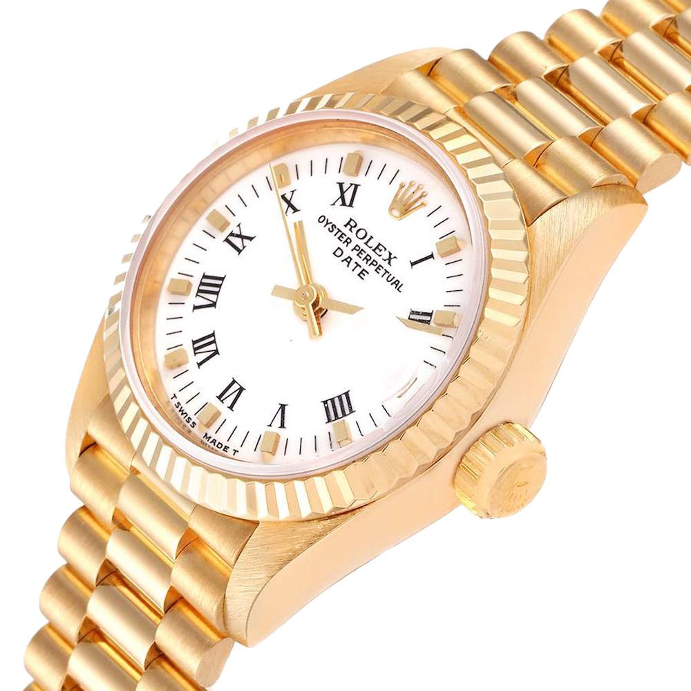 Rolex White 18K Yellow Gold President Datejust 69178 Women's Wristwatch 26 MM
Rolex White 18K Yellow Gold President Datejust 69178 Women's Wristwatch 26 MM