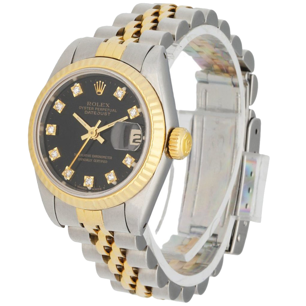 Rolex Black Diamonds 18K Yellow Gold And Stainless Steel Datejust 69173 Women's Wristwatch 26 MM
Rolex Black Diamonds 18K Yellow Gold And Stainless Steel Datejust 69173 Women's Wristwatch 26 MM