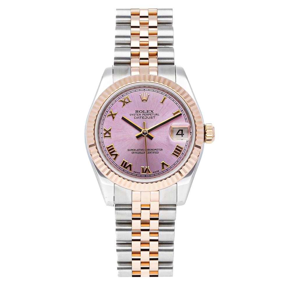 Rolex Pink 18K Rose Gold Stainless Steel Datejust 178271 Women's Wristwatch 31MM