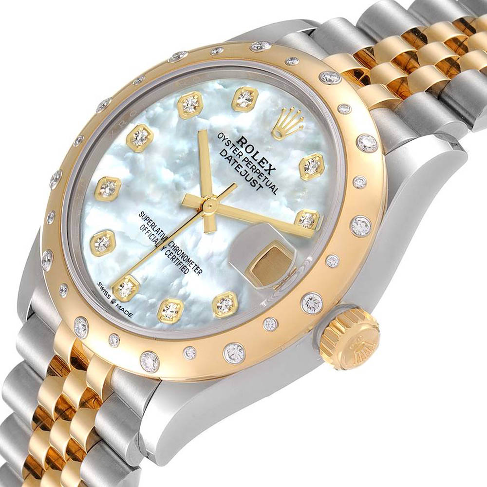 Rolex MOP Diamonds 18K Yellow Gold And Stainless Steel Datejust 278343 Women's Wristwatch 31 MM, White
Rolex MOP Diamonds 18K Yellow Gold And Stainless Steel Datejust 278343 Women's Wristwatch 31 MM, White