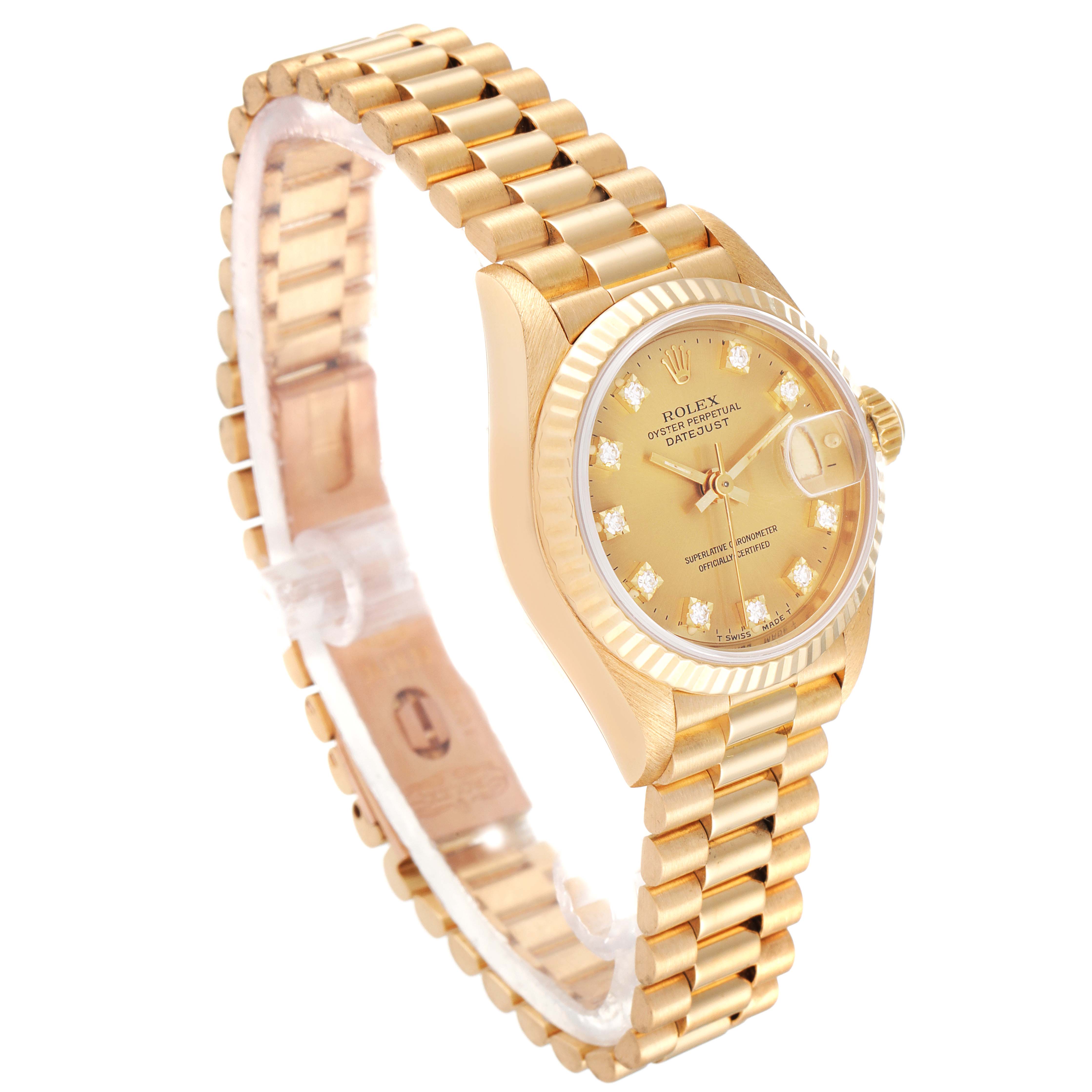 Rolex Champagne Diamonds 18K Yellow Gold President Datejust 69178 Women's Wristwatch 26 MM5