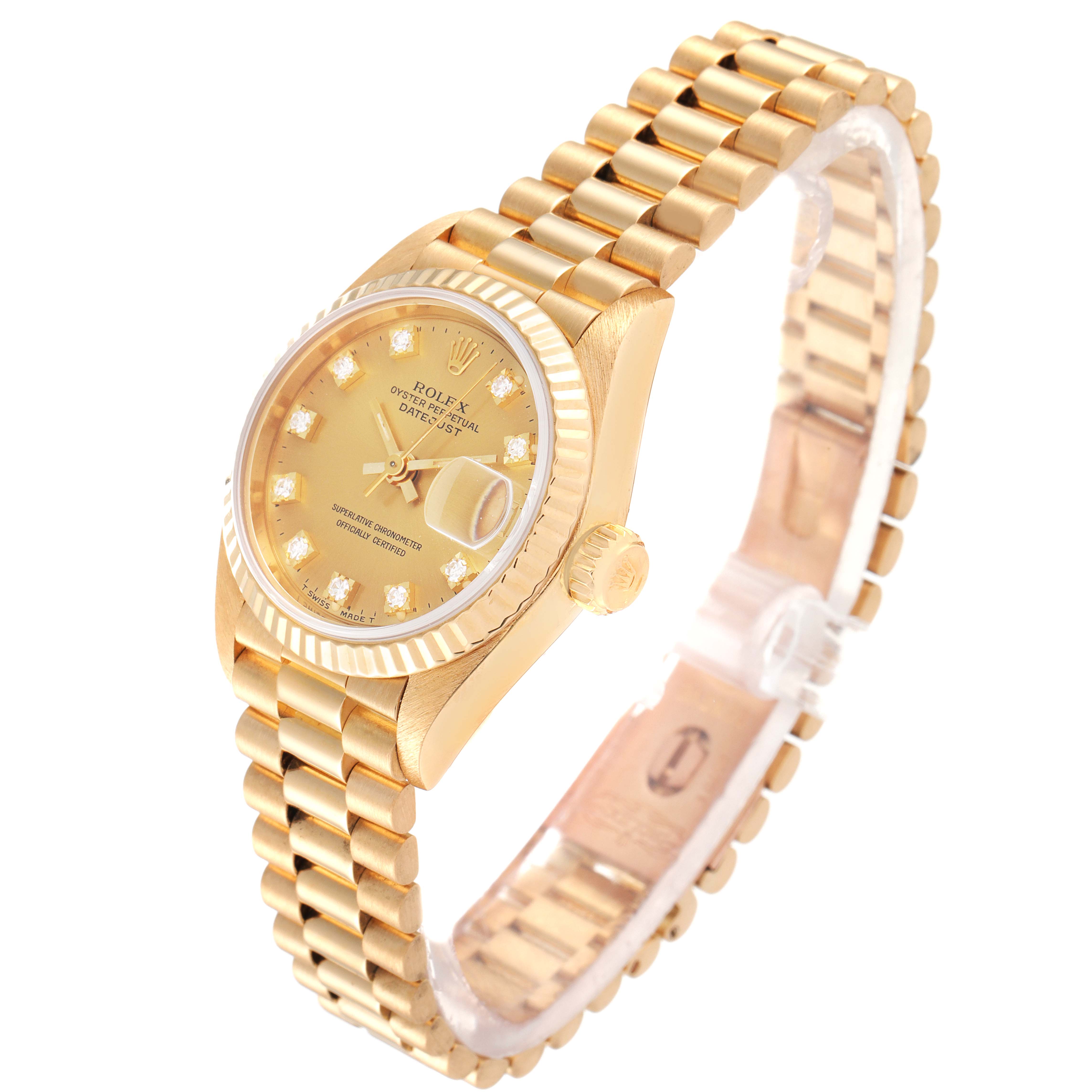 Rolex Champagne Diamonds 18K Yellow Gold President Datejust 69178 Women's Wristwatch 26 MM4