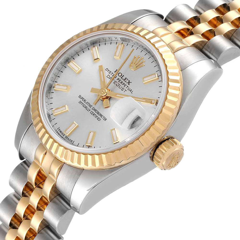 Rolex Silver 18K Yellow Gold And Stainless Steel Datejust 179173 Women's Wristwatch 26 MM
Rolex Silver 18K Yellow Gold And Stainless Steel Datejust 179173 Women's Wristwatch 26 MM