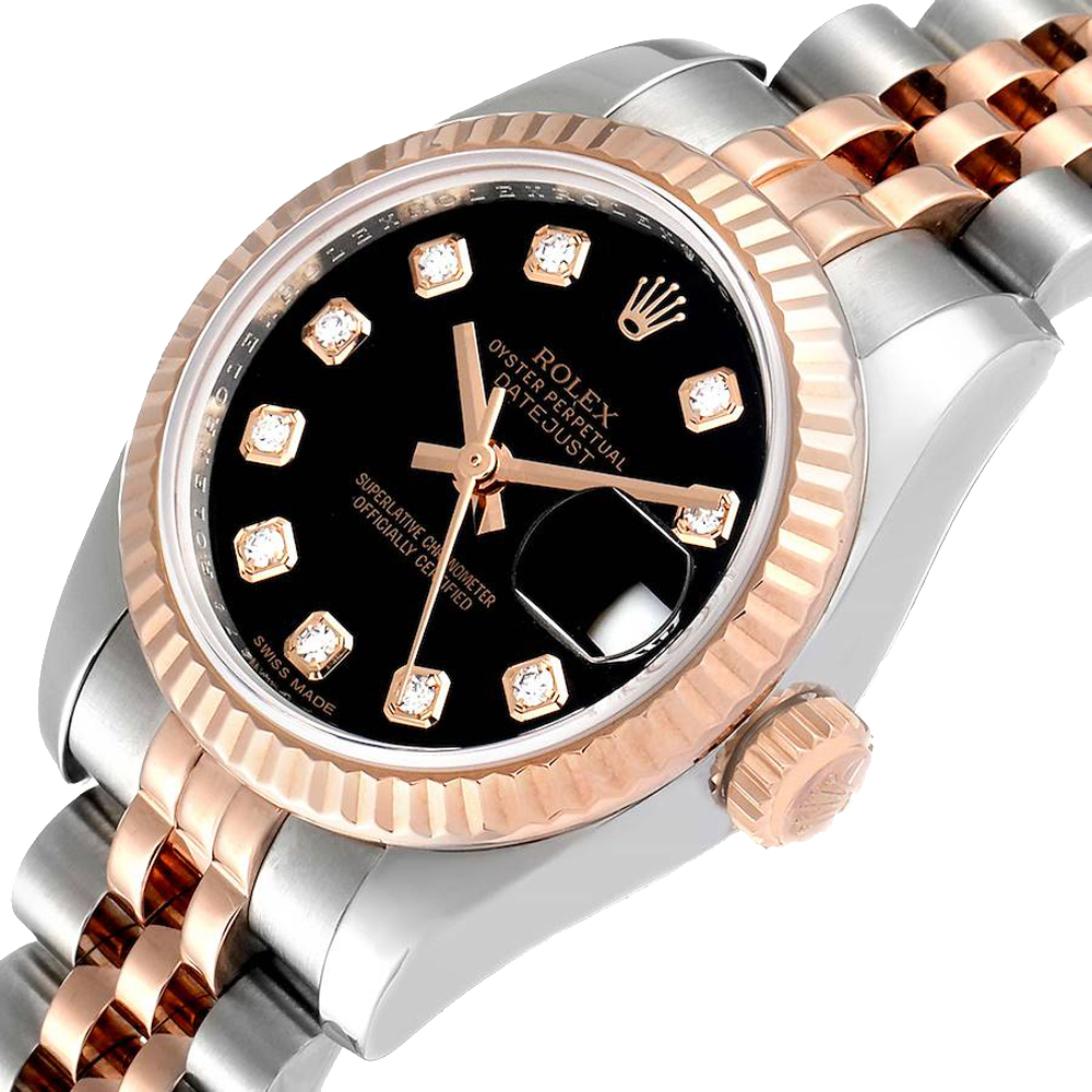 Rolex Black 18K Rose Gold Stainless Steel Datejust 179171 Women's Wristwatch
Rolex Black 18K Rose Gold Stainless Steel Datejust 179171 Women's Wristwatch