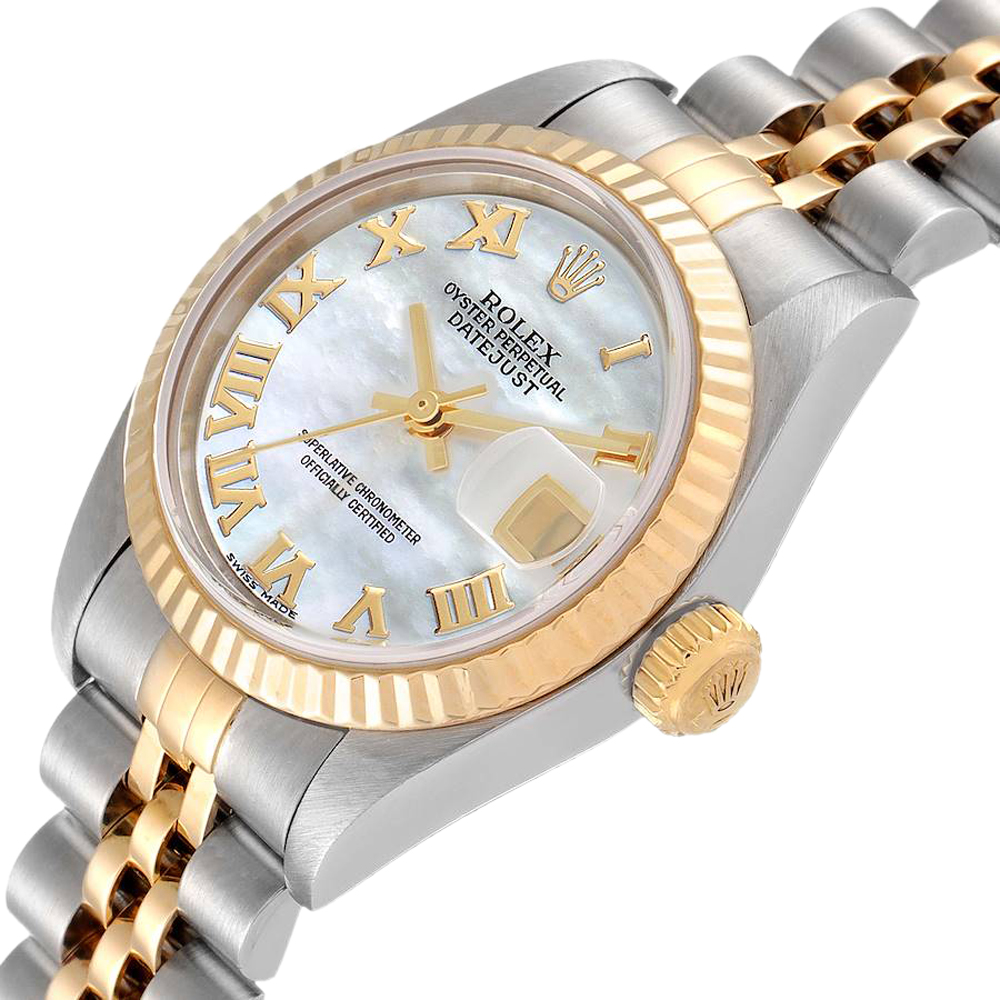 Rolex MOP 18K Yellow Gold Stainless Steel Datejust 79173 Women's Wristwatch, White
Rolex MOP 18K Yellow Gold Stainless Steel Datejust 79173 Women's Wristwatch, White