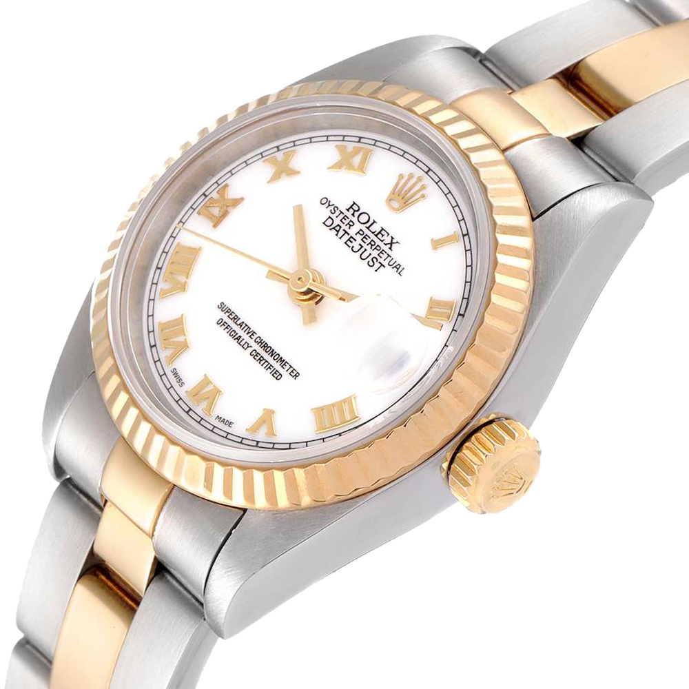Rolex White 18K Yellow Gold And Stainless Steel Datejust 79173 Women's Wristwatch 26 MM
Rolex White 18K Yellow Gold And Stainless Steel Datejust 79173 Women's Wristwatch 26 MM