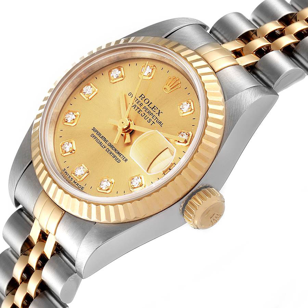Rolex Champagne Diamonds 18K Yellow Gold And Stainless Steel Datejust 69173 Women's Wristwatch 26 MM
Rolex Champagne Diamonds 18K Yellow Gold And Stainless Steel Datejust 69173 Women's Wristwatch 26 MM