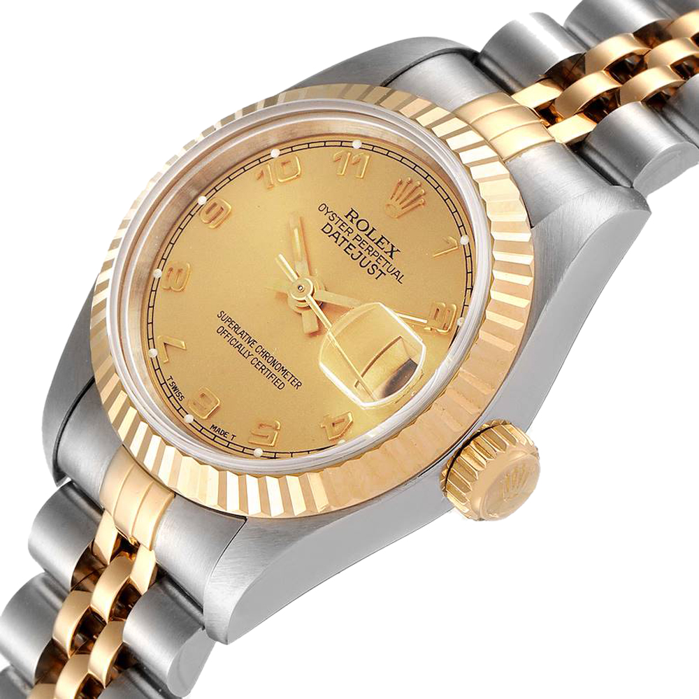 Rolex Champagne 18k Yellow Gold And Stainless Steel Datejust 69173 Women's Wristwatch 26 MM
Rolex Champagne 18k Yellow Gold And Stainless Steel Datejust 69173 Women's Wristwatch 26 MM