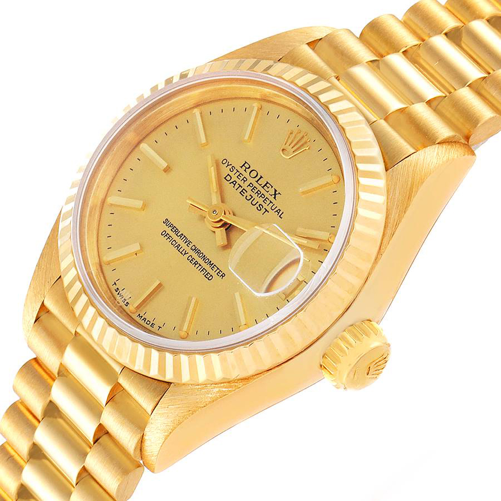 Rolex Champagne 18K Yellow Gold President Datejust 69178 Women's Wristwatch 26 MM