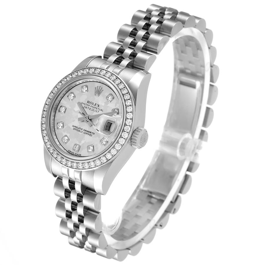 Rolex Silver Diamonds 18K White Gold And Stainless Steel Datejust 179384 Women's Wristwatch 26 Mm