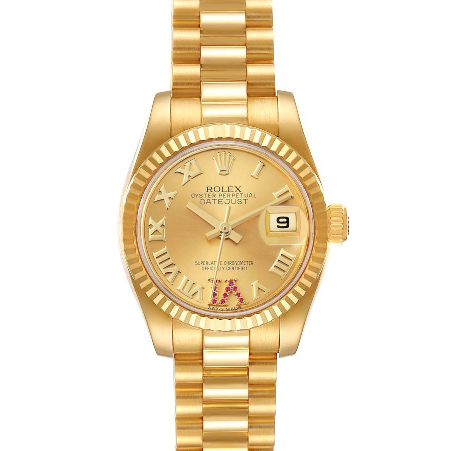 Rolex Champagne 18K Yellow Gold President Datejust 179178 Women's Wristwatch 26 Mm
