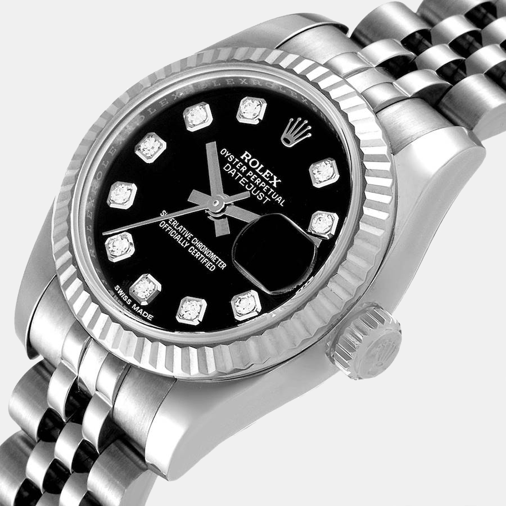 Rolex Black Diamonds Stainless Steel Datejust 179174 Women's Wristwatch 26 MM
Rolex Black Diamonds Stainless Steel Datejust 179174 Women's Wristwatch 26 MM