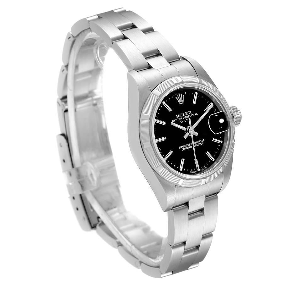 Rolex Black Stainless Steel Oyster Perpetual Date 79190 Women's Wristwatch 25 Mm