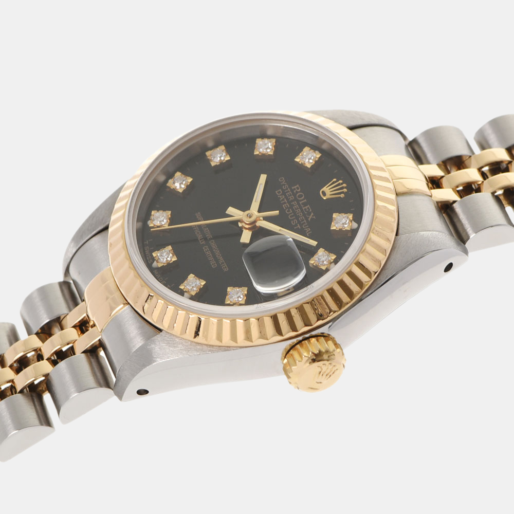Rolex Black Diamonds 18K Yellow Gold And Stainless Steel Datejust 69173 Women's Wristwatch 26 mm
Rolex Black Diamonds 18K Yellow Gold And Stainless Steel Datejust 69173 Women's Wristwatch 26 mm