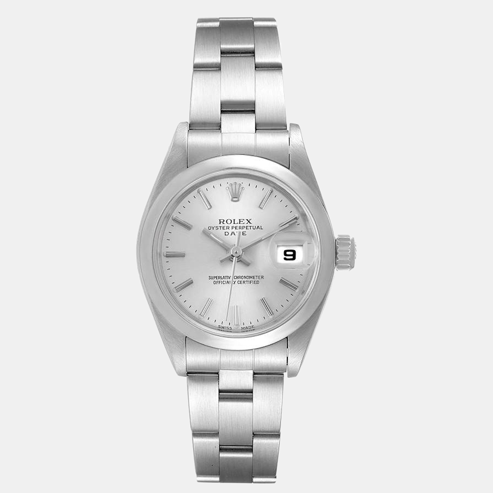 Rolex Silver Stainless Steel Oyster Perpetual Date 79160 Women's Wristwatch 26 Mm