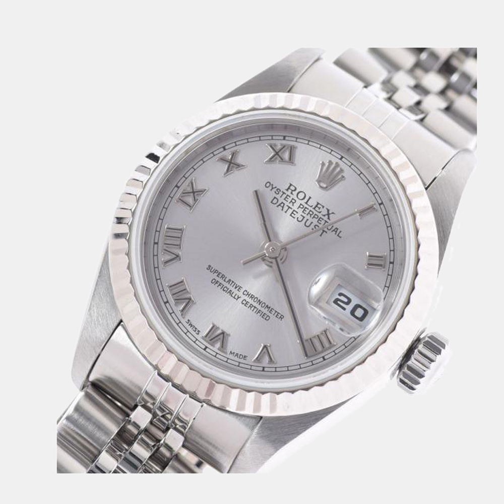 Rolex Silver 18K White Gold And Stainless Steel Datejust 79174 Women's Wristwatch 26 mm
Rolex Silver 18K White Gold And Stainless Steel Datejust 79174 Women's Wristwatch 26 mm