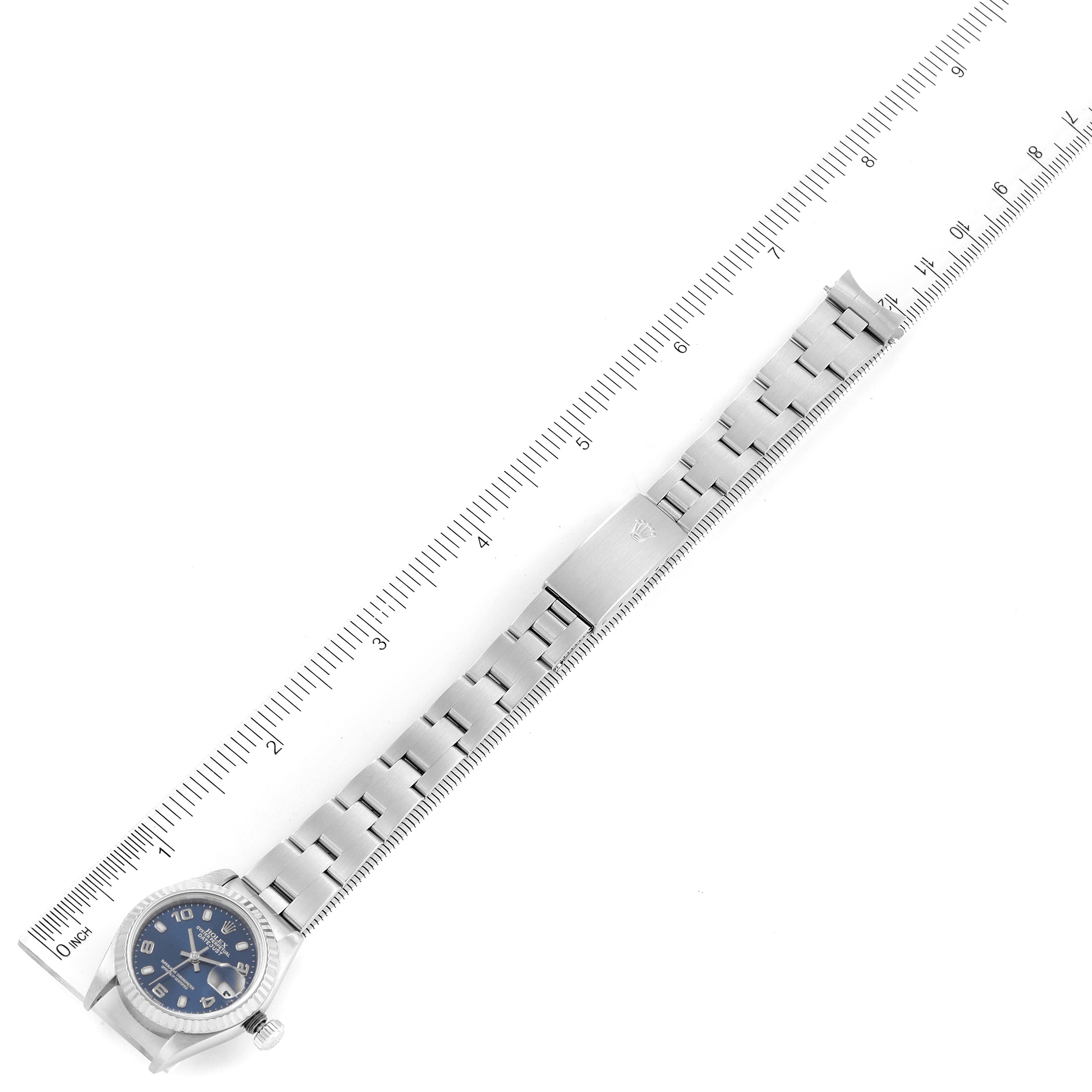 Rolex Blue Stainless Steel Datejust 179174 Automatic Women's Wristwatch 26 Mm