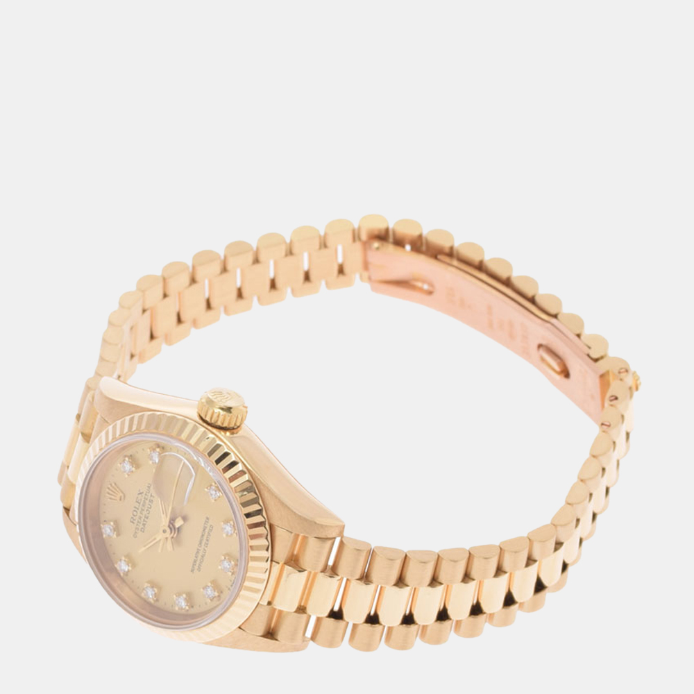 Rolex Champagne Diamonds 18K Yellow Gold Datejust 69178 Automatic Women's Wristwatch 26 mm
Rolex Champagne Diamonds 18K Yellow Gold Datejust 69178 Automatic Women's Wristwatch 26 mm