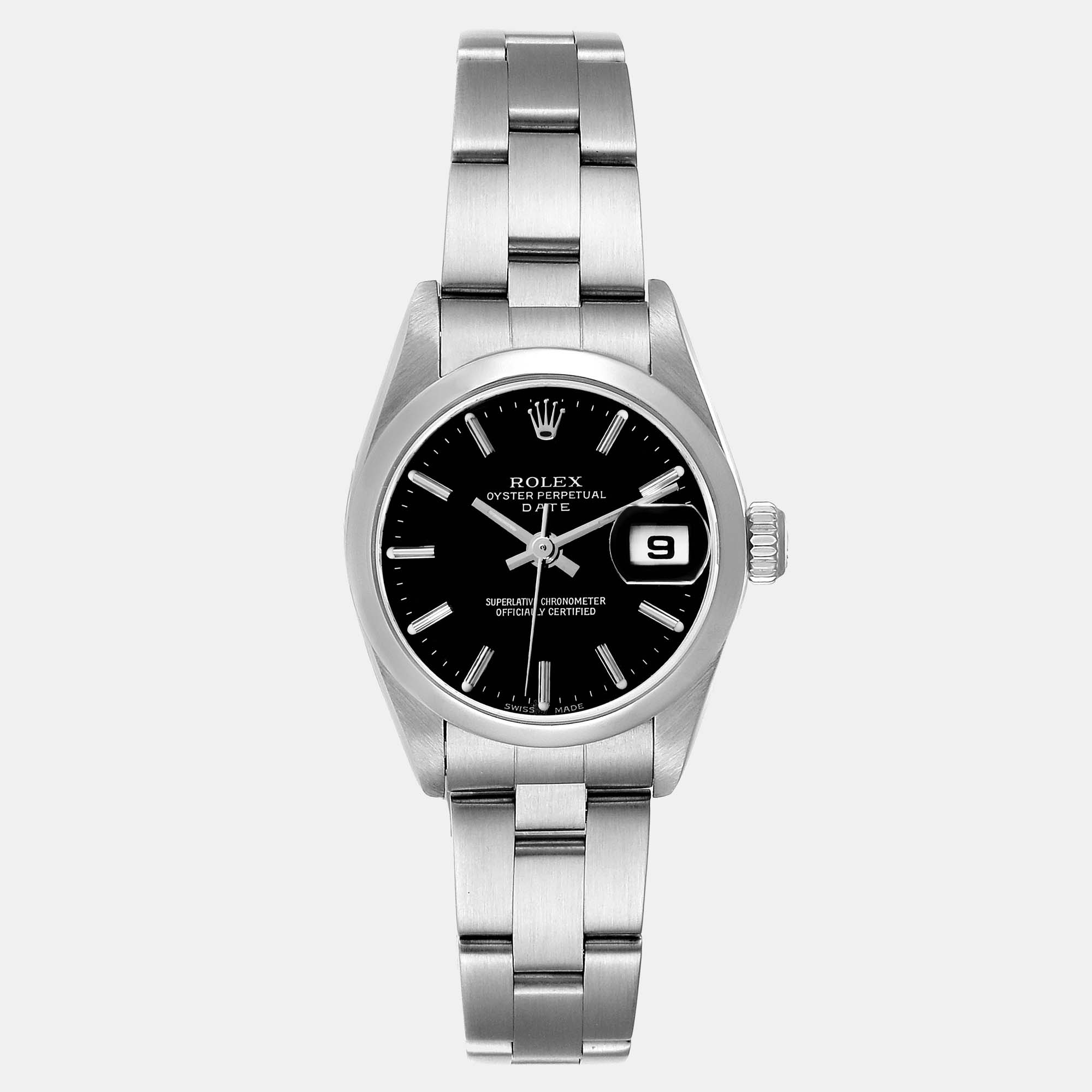 Rolex black stainless steel oyster perpetual 79160 women's wristwatch 25 mm