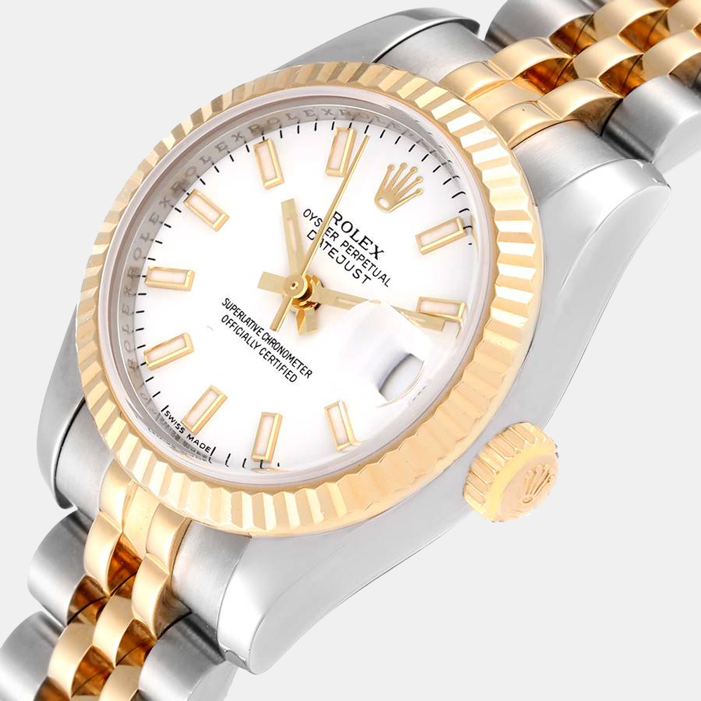 Rolex White 18k Yellow Gold And Stainless Steel Datejust 179173 Automatic Women's Wristwatch 26 mm
Rolex White 18k Yellow Gold And Stainless Steel Datejust 179173 Automatic Women's Wristwatch 26 mm