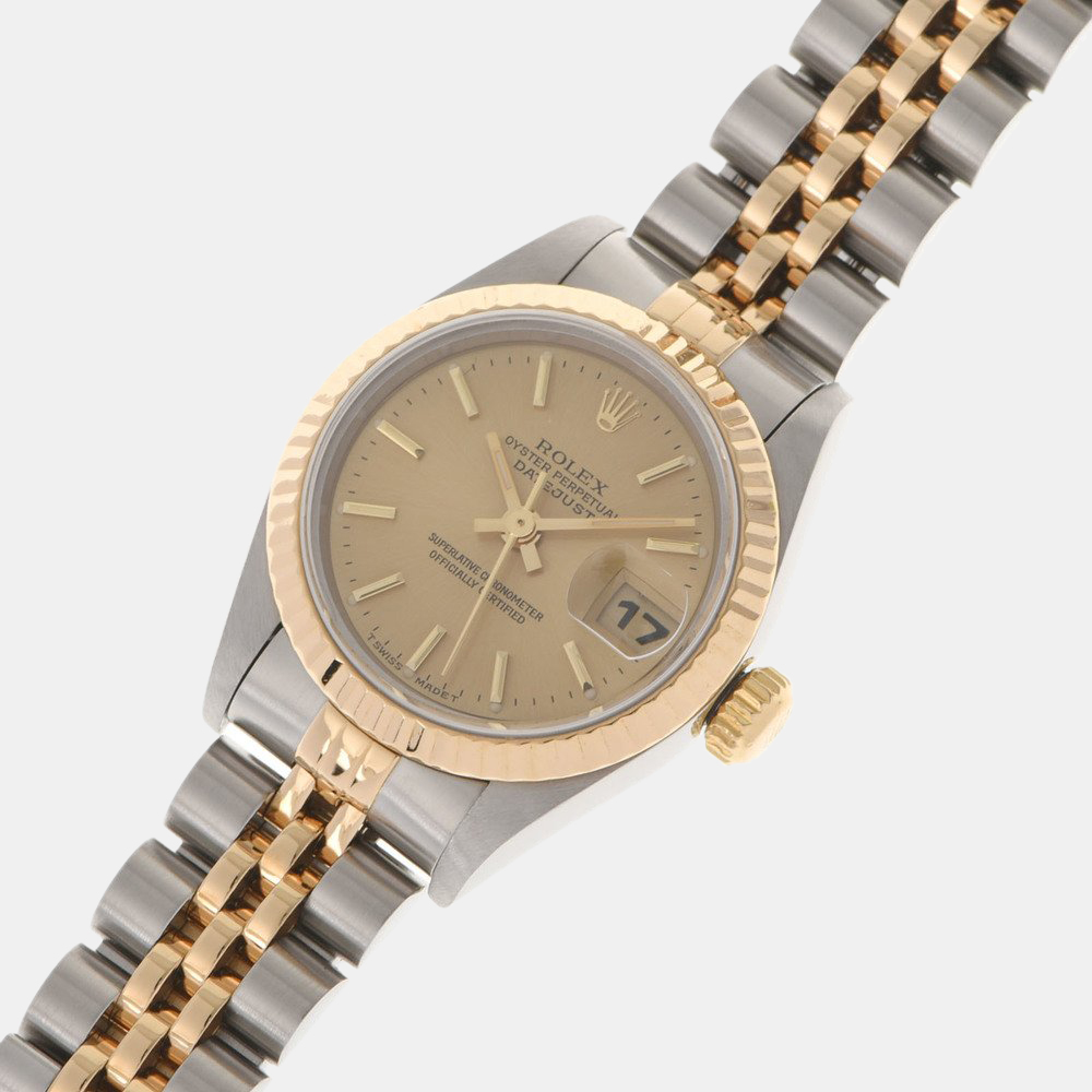 Rolex Champagne 18K Yellow Gold And Stainless Steel Datejust 69173 Automatic Women's Wristwatch 26 mm
Rolex Champagne 18K Yellow Gold And Stainless Steel Datejust 69173 Automatic Women's Wristwatch 26 mm