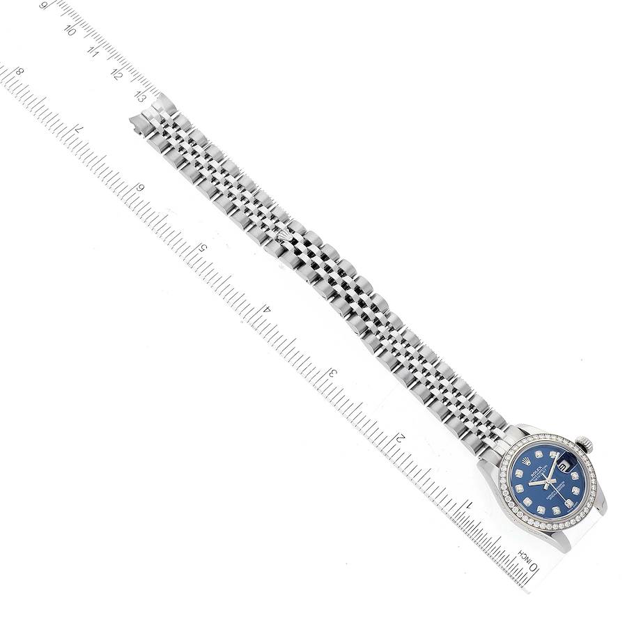 Rolex Blue Diamonds 18K White Gold And Stainless Steel Datejust 179384 Women's Wristwatch 26 Mm