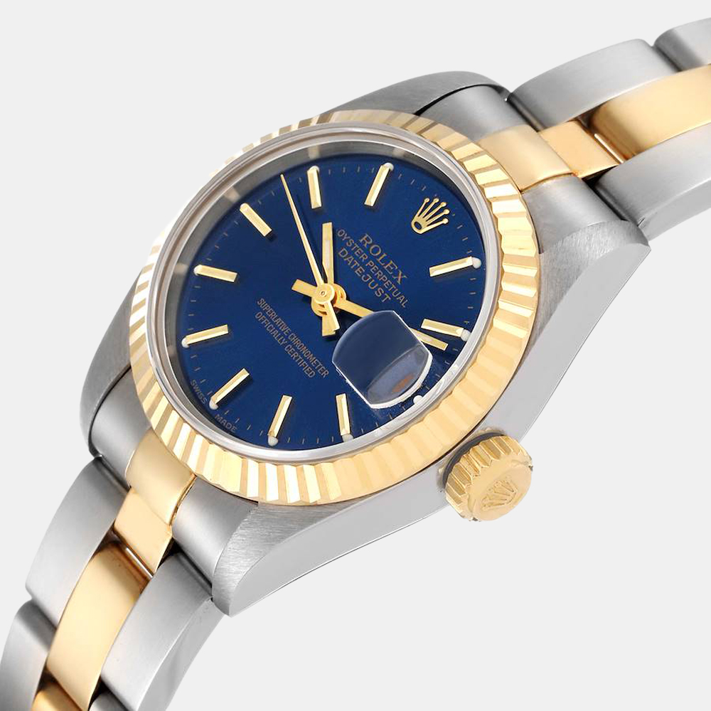 Rolex Blue 18k Yellow Gold And Stainless Steel Datejust 69173 Automatic Women's Wristwatch 26 mm
Rolex Blue 18k Yellow Gold And Stainless Steel Datejust 69173 Automatic Women's Wristwatch 26 mm