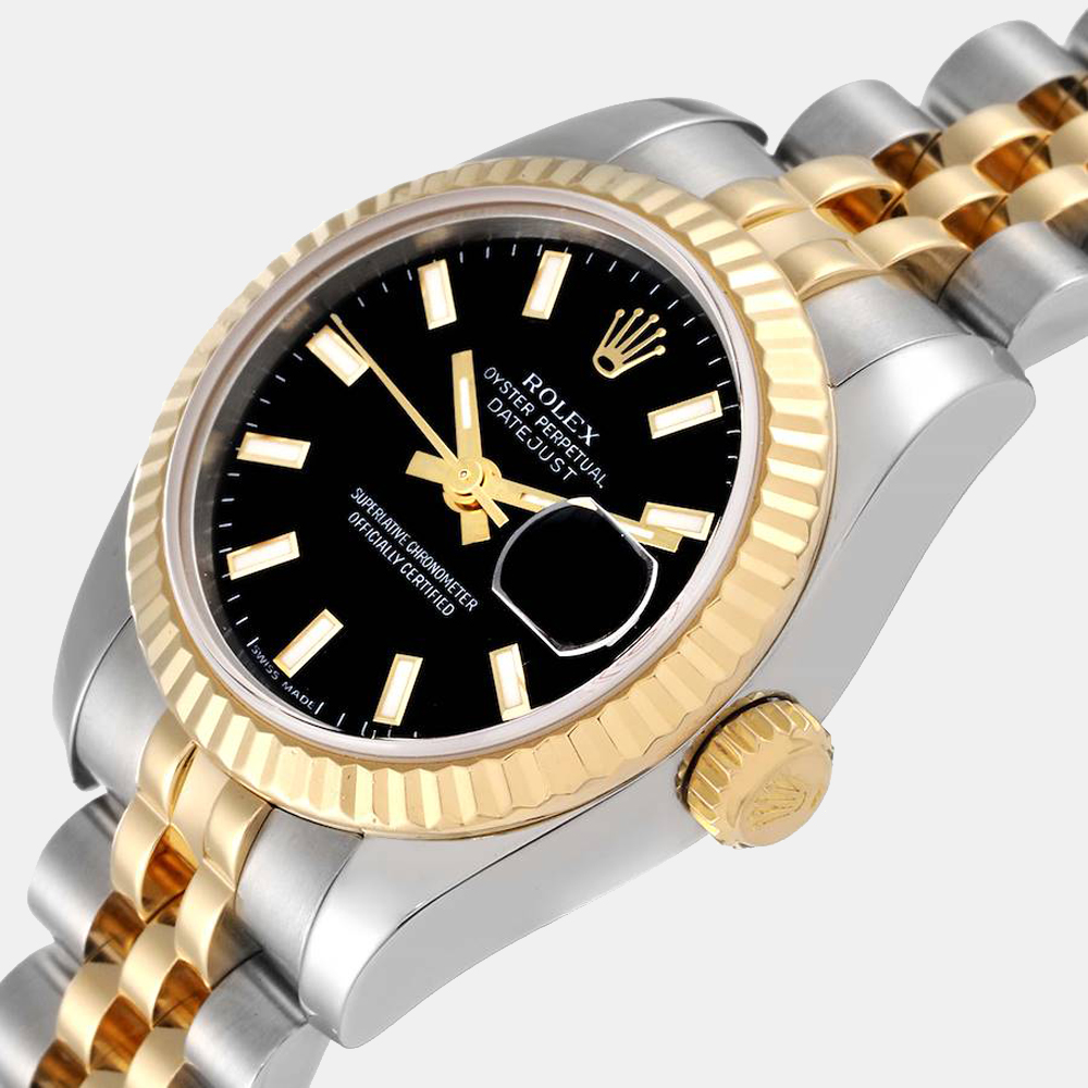 Rolex Black 18k Yellow Gold And Stainless Steel Datejust 179173 Automatic Women's Wristwatch 26 mm
Rolex Black 18k Yellow Gold And Stainless Steel Datejust 179173 Automatic Women's Wristwatch 26 mm