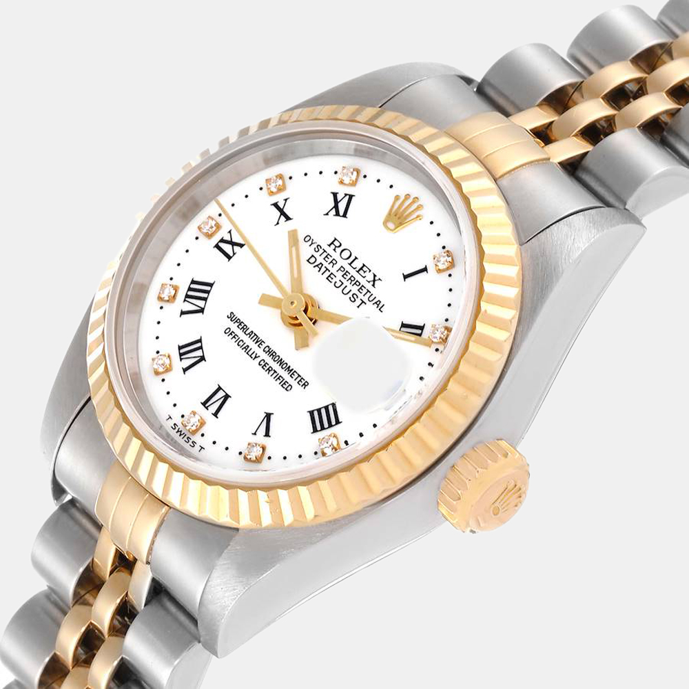 Rolex White Diamond 18k Yellow Gold And Stainless Steel Datejust 79173 Automatic Women's Wristwatch 26 mm
Rolex White Diamond 18k Yellow Gold And Stainless Steel Datejust 79173 Automatic Women's Wristwatch 26 mm